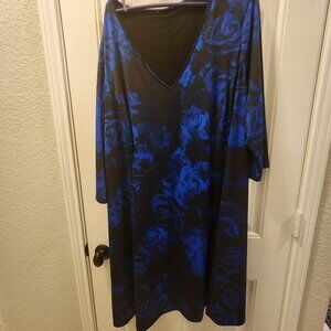 Isabel & Alice Blue Flower Print Dress 3X